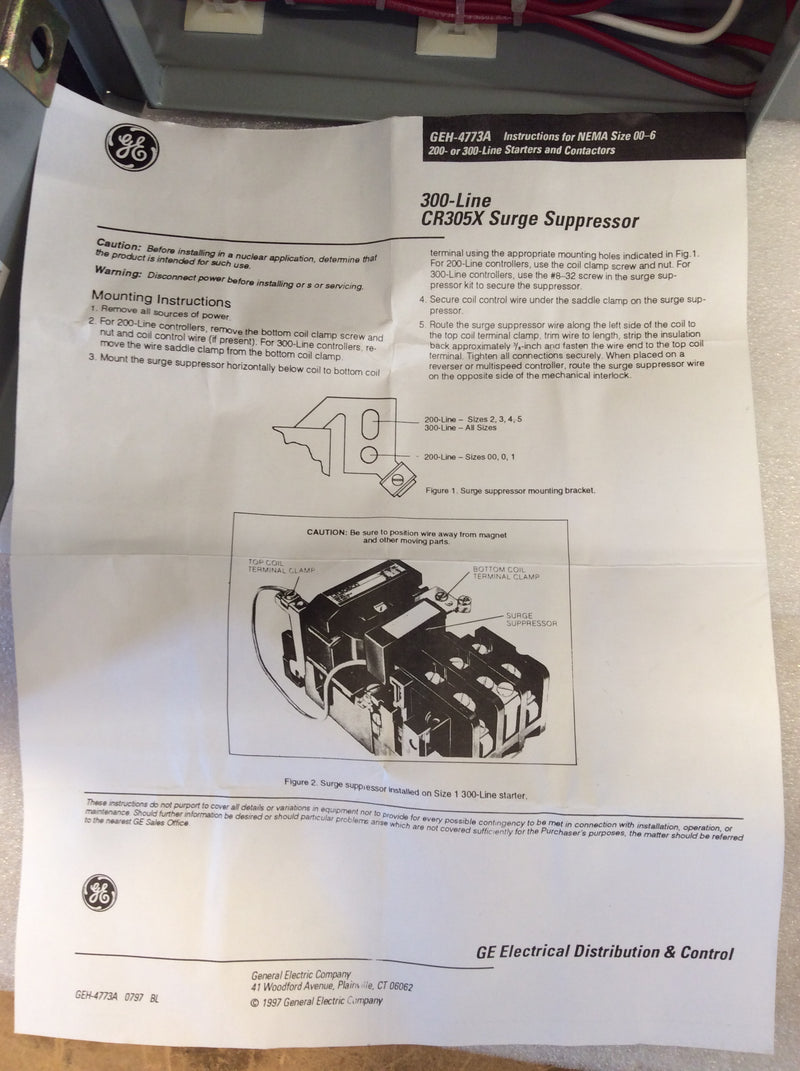 General Electric CR308DT54R6GDALTA 3Ph 45A 600VAC Combination Magnetic Starter Nema1 (New)