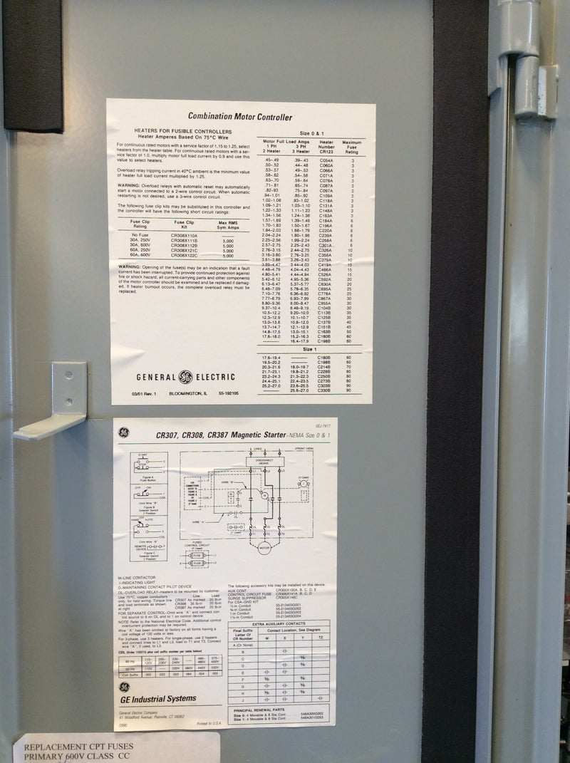 General Electric CR308C1**RYA527 3Ph 30A 600VAC Fusible Combination Motor Starter