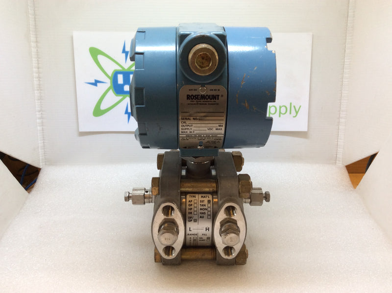 Rosemount 1151DP-4-E-22-B2-D1 Pressure Transmitter 4-20MA Output 45VDC Max Supply 2000PSI Max WP