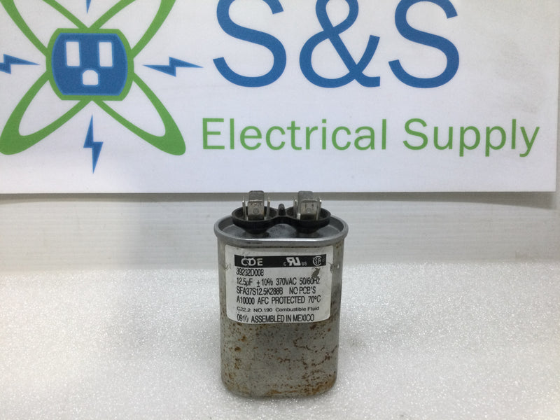 Capacitor (oval) 12.5uf +/-10% 370Vac 50/60Hz 39232D008 SFA37S12.5K288B