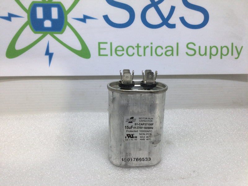 Source 1 Run Capacitor 15uf +5% 370V 50/60Hz S1-CAP37150F (oval)