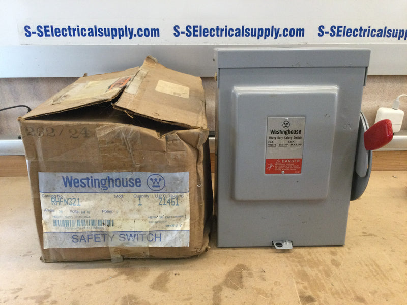 Westinghouse RHFN321 30 Amp 240v 3 Pole Type 3R Fusible Rainproof Safety Switch