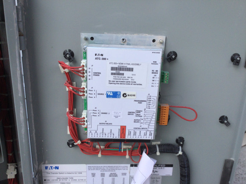 Eaton Cutler-Hammer Automatic Transfer Switch Act300+ Type 1 100 Amp 208v 3 Ph 4w