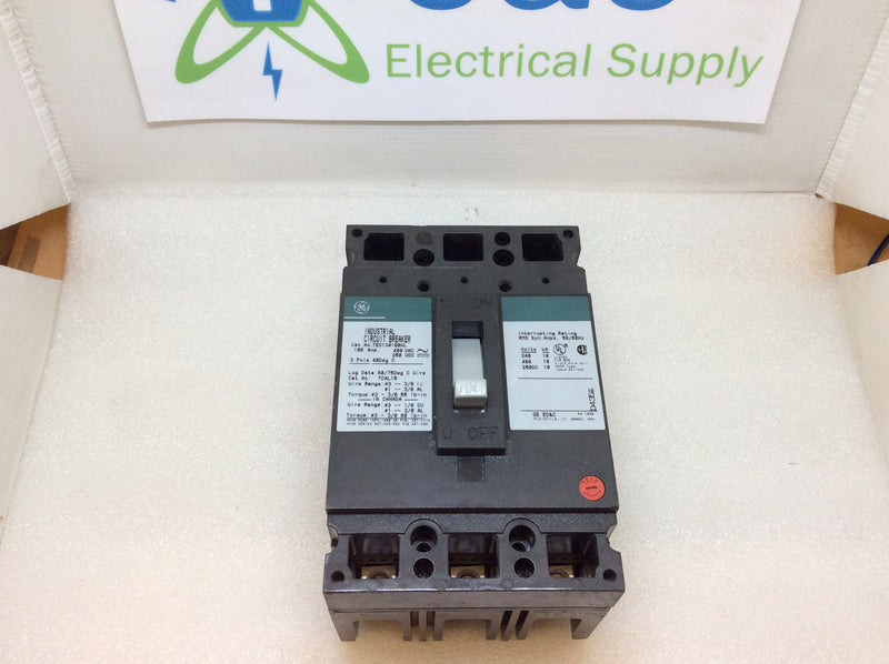 GE General Electric TED134100WL 3 Pole 100A 480VAC Type TED/WL Circuit Breaker
