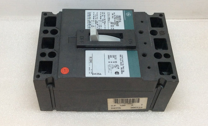 GE/General Electric TED134100WL 100 Amp 3 Pole 480V Type TED/WL Circuit Breaker