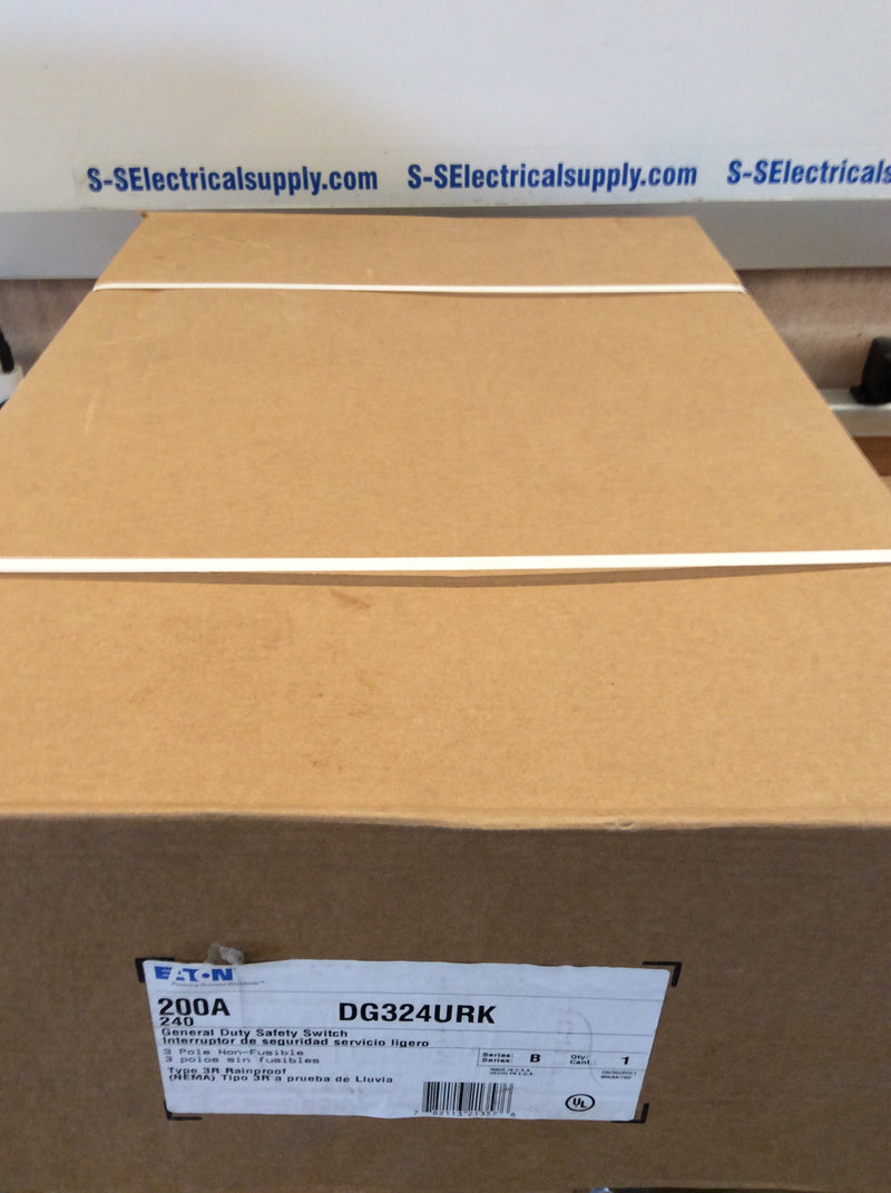 Eaton/Cutler-Hammer DG324URK 200A 240VAC 3 Pole Non-Fusible Nema3R Rainproof Safety Switch (New In Box)