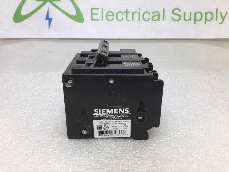 ITE Siemens Q360 Type QP 60 Amp 240/208 Volt 3 Pole Circuit Breaker