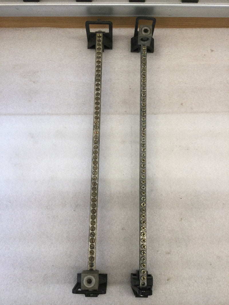 (Lot Of 2) 46 Position AL9CU Ground/Neutral Bar Kit 16 3/4" Long With Mounting Feet