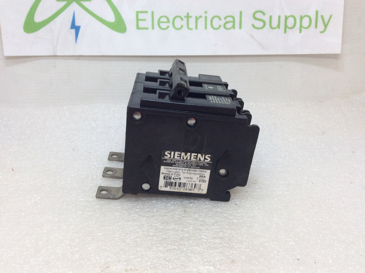Siemens B320 20 Amp 3 Pole 240V Circuit Breaker