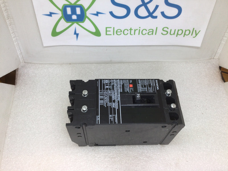 Siemens HHED63B070 3 Pole 70A 600VAC Type HHED Sentron Series Circuit Breaker