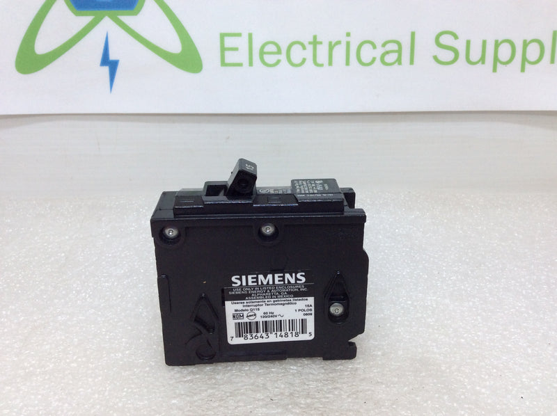 Siemens/ITE/Gould Q115 Single Pole 15 Amp 1 Pole 120/240VAC Type QP Circuit Breaker