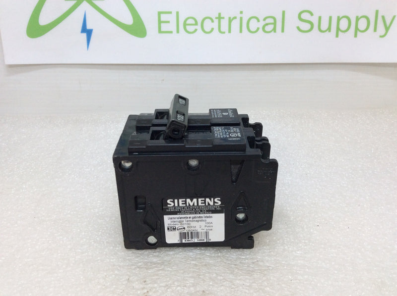ITE Siemens Gould Q2100 Type QP 2 Pole 100 Amp 240v Circuit Breaker