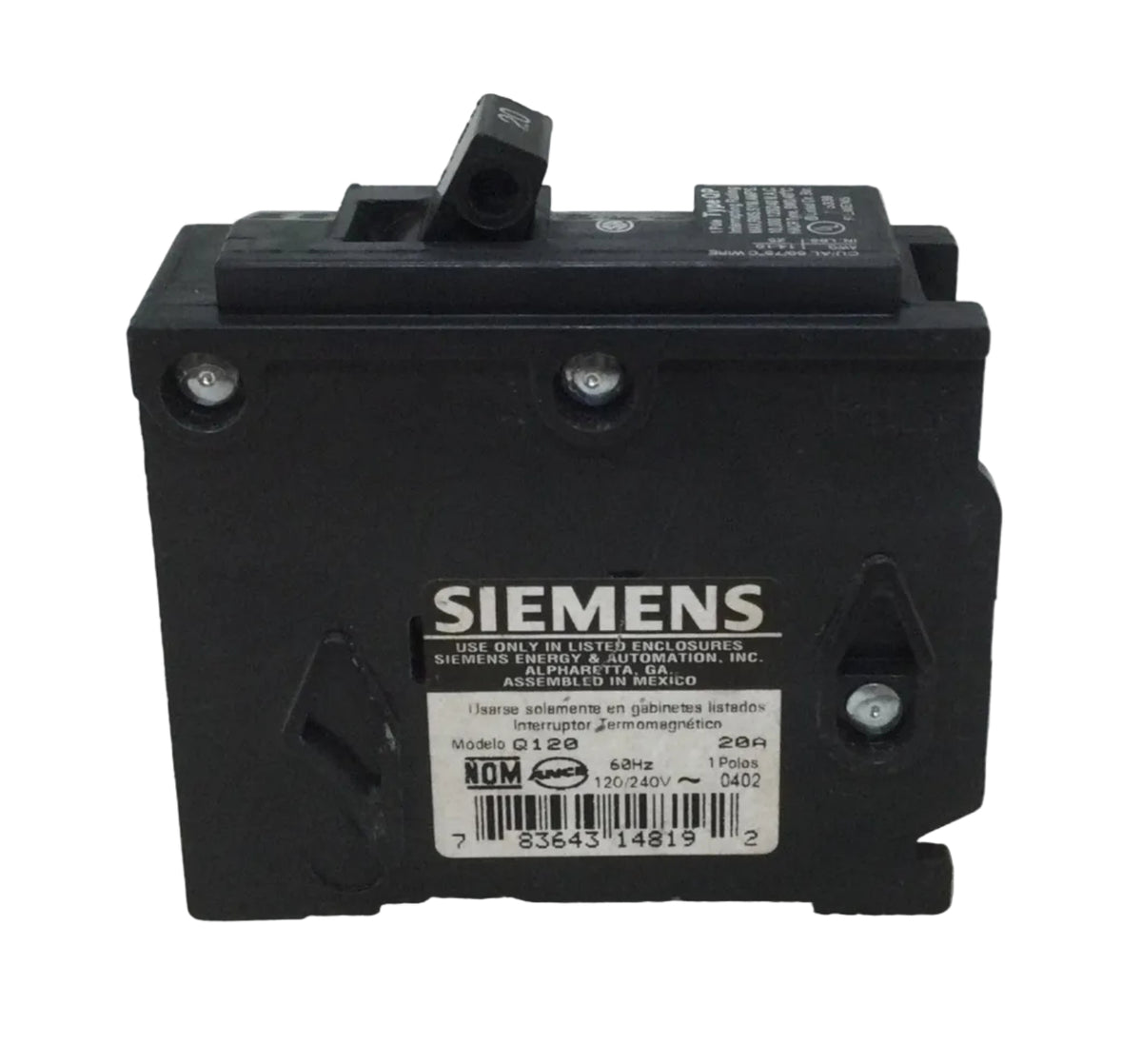 Siemens Q120 20A 1-Pole 120V Circuit Breaker – Refurbished, Tested, Trip Indicator
