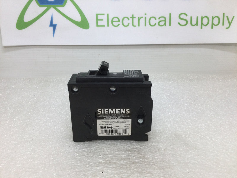 ITE/Siemens/Gould Q120 Type QP 20 Amp 120/240 Volt 1 Pole Circuit Breaker