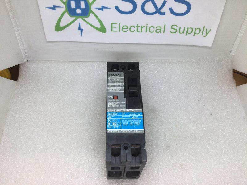 Siemens ED42B035 2 Pole 35A 480VAC Type ED4 Sentron Series Circuit Breaker (New)