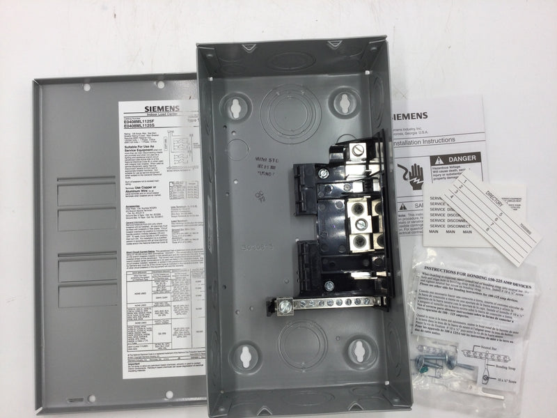 Siemens E0408ML1125S/F EQ 125 Amp 4/8 Spaces Main Lug Surface Mount Indoor Load Center
