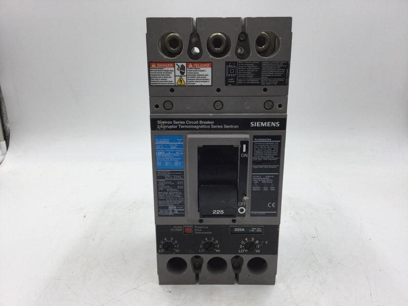 Siemens FXD63B225 600 Volt 225 Amp 3 Pole Circuit Breaker 225 Amp Trip Unit