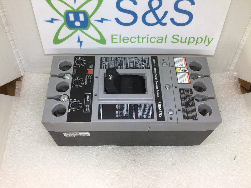 Siemens HFD63F250 3 Pole 250A 600VAC Type HFD6 Circuit Breaker