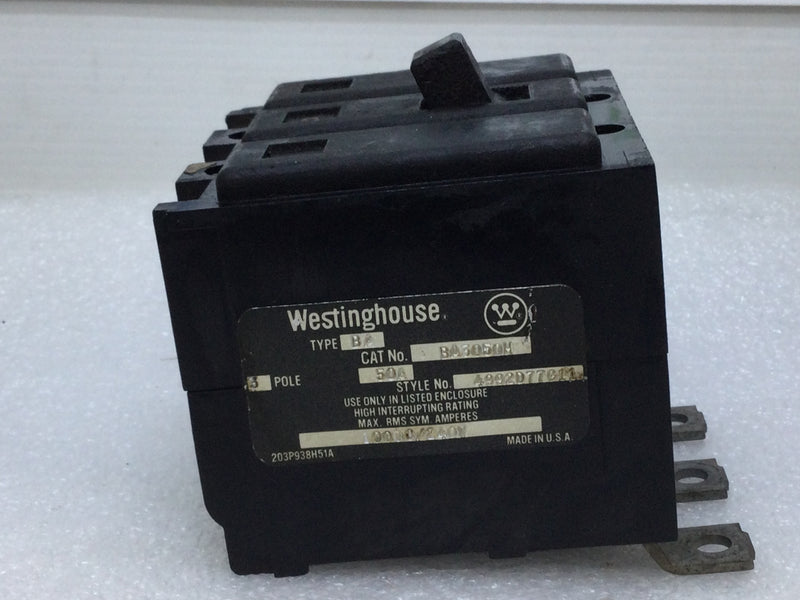 Westinghouse BA3050H 3 Pole 50 Amp 240V Circuit Breaker