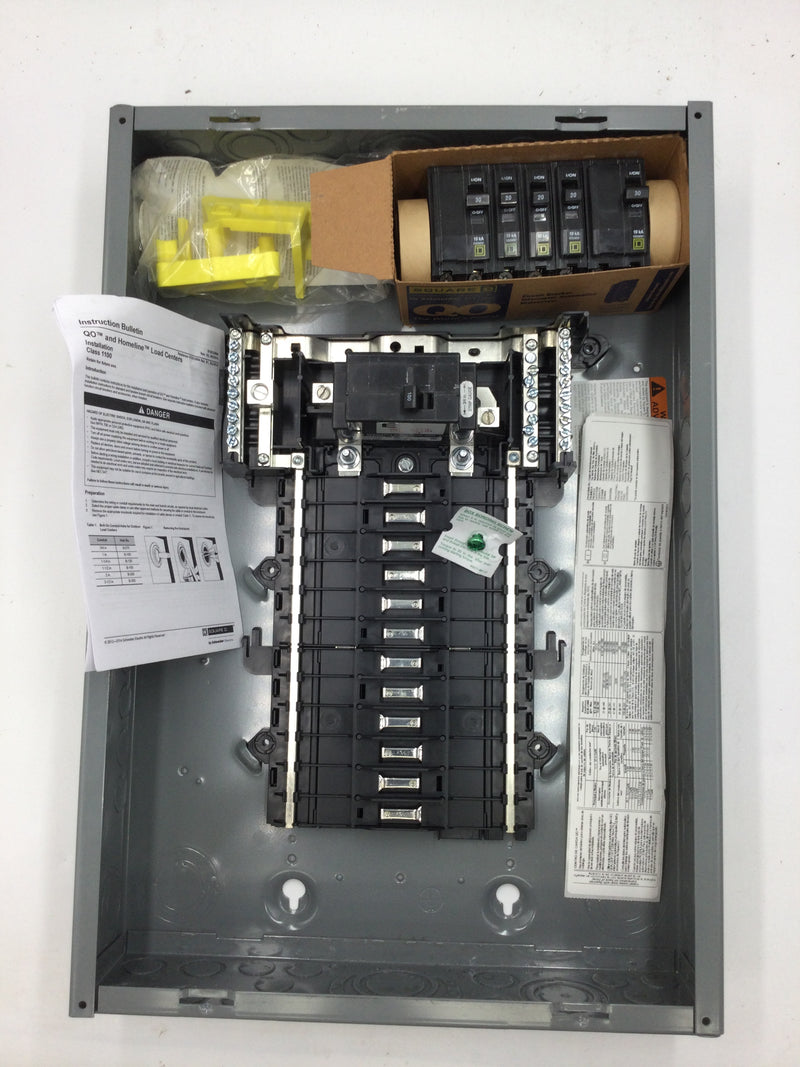 Square D QO124M100PCVP 100 Amp 24-Space 24-Circuit Indoor Main Breaker Plug-On Neutral Load Center with Cover- Value Pack(QO24M100PCVP)