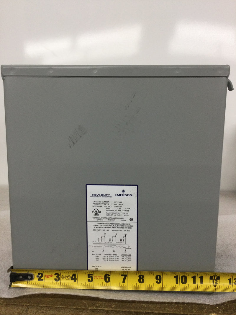 Solahd Emerson Transformer HT1F3AS 480/208Y E77014