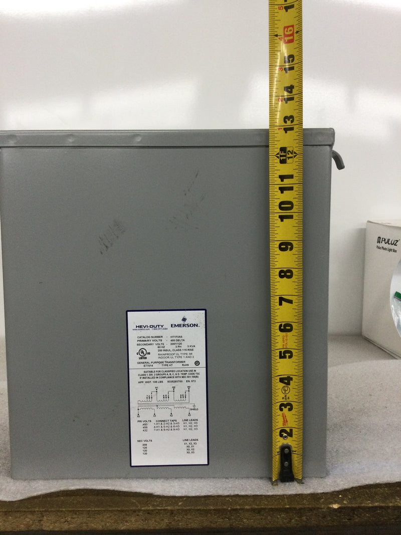 Solahd Emerson Transformer HT1F3AS 480/208Y E77014