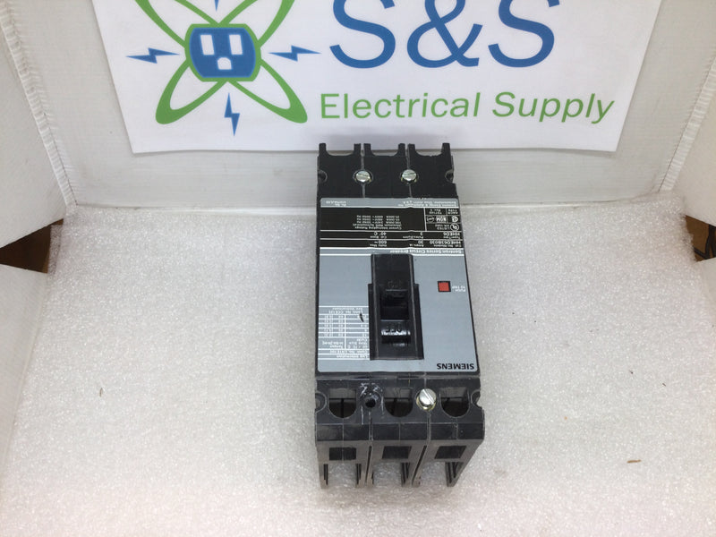 Siemens HHED63B030 3 Pole 30A 600VAC Type HHED6 Sentron Series Circuit Breaker