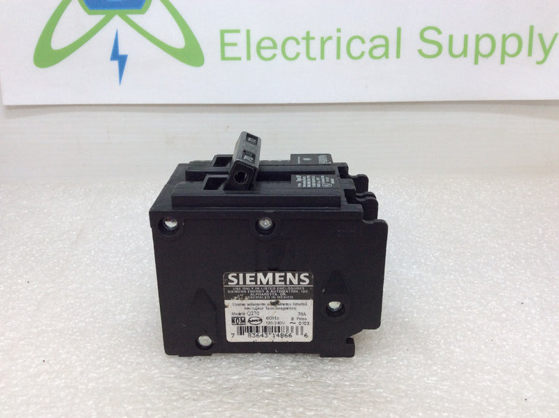 Siemens ITE Gould Q270 70 Amp 2 Pole 240v Type QP Circuit Breaker