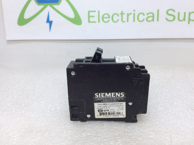 ITE/Siemens/Gould Q1515 Twin 15A/15A 120/240VAC Type Q Tandem Circuit Breaker