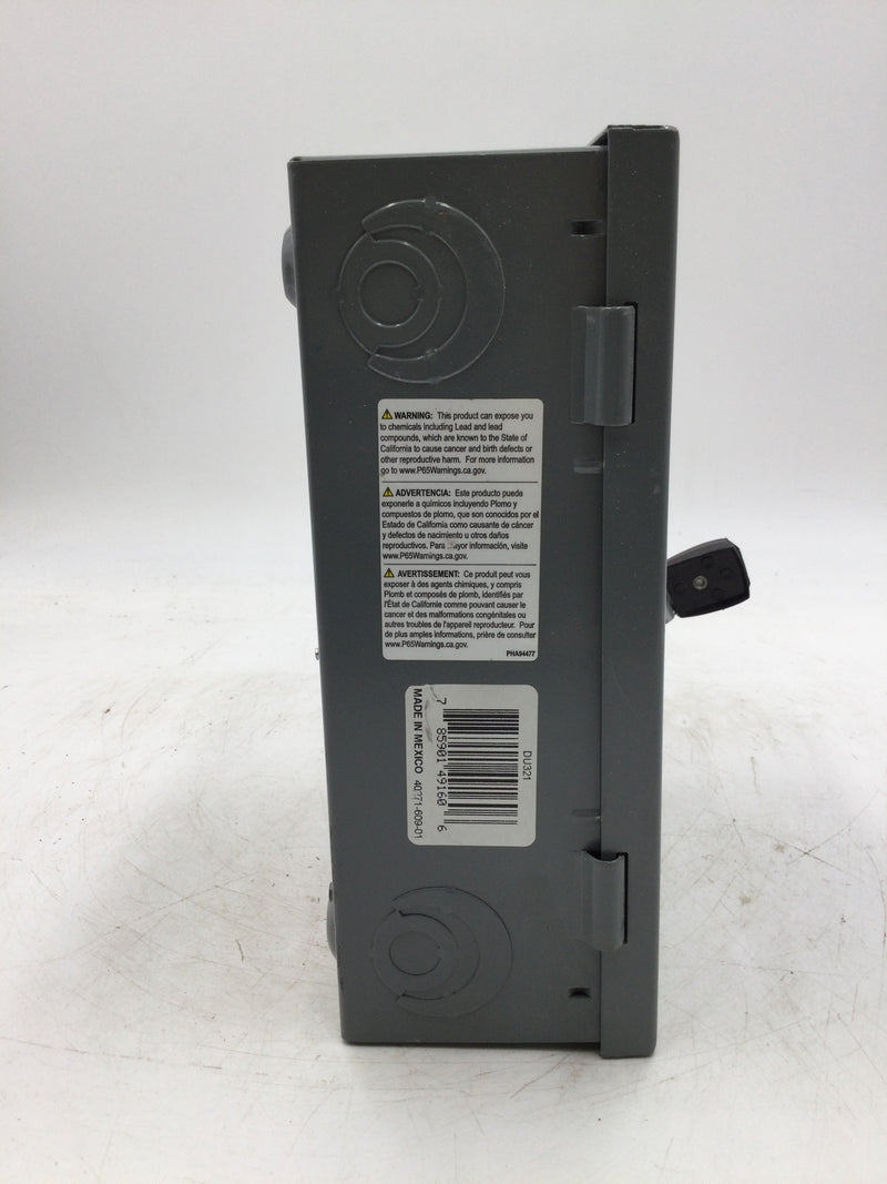 Square D DU321 30A 3 Phase Non-Fused 240VAC Type 1 Indoor Safety Switch