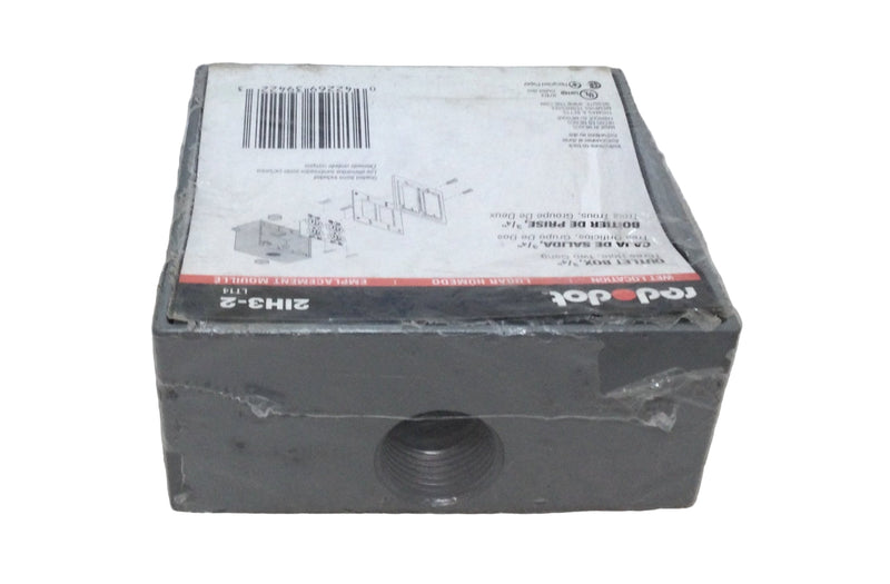 Red Dot 2IH3-2 Three Hole 2-Gang 3/4" Threaded Wet Location Junction/Outlet Box