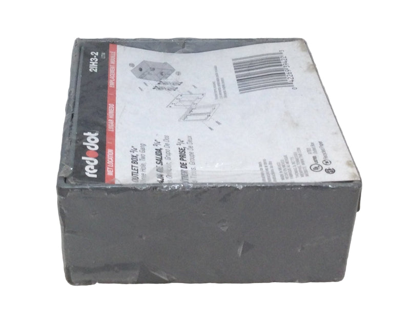 Red Dot 2IH3-2 Three Hole 2-Gang 3/4" Threaded Wet Location Junction/Outlet Box