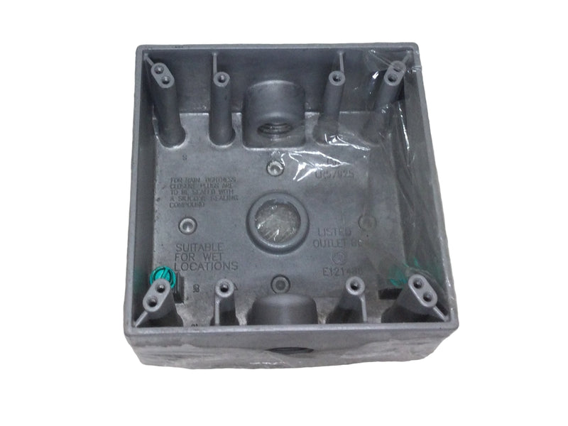 Red Dot 2IH3-2 Three Hole 2-Gang 3/4" Threaded Wet Location Junction/Outlet Box