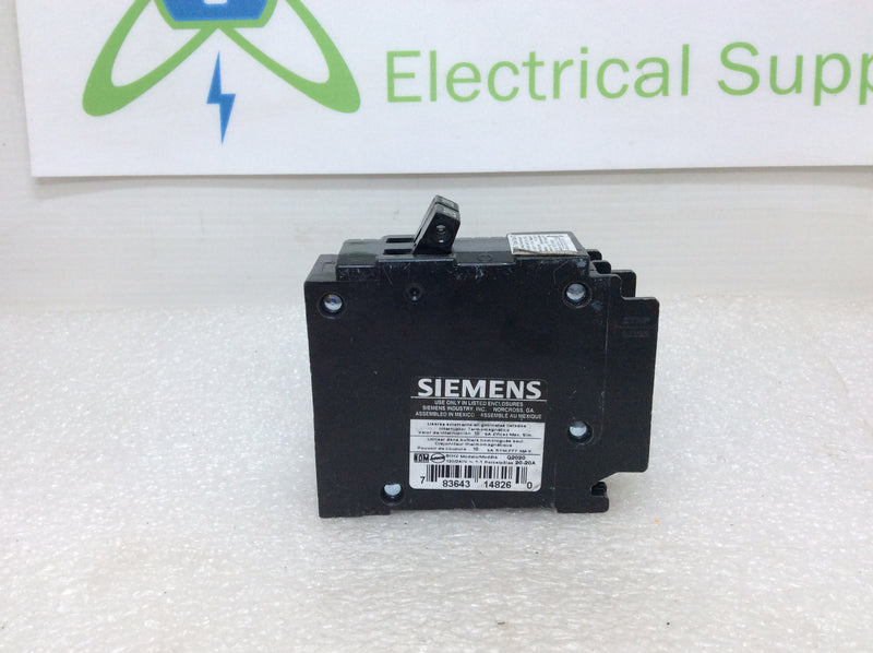 Siemens/ITE Gould Q2020 Single Pole 20A/20A Tandem Type QT Circuit Breaker