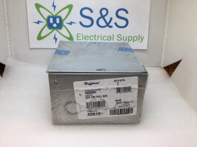 Hoffman ASG6X6X4 Screw Cover Pull Box 6" x 6" x 4" Nema1 Junction Box With 1" and 3/4" KO's (New)