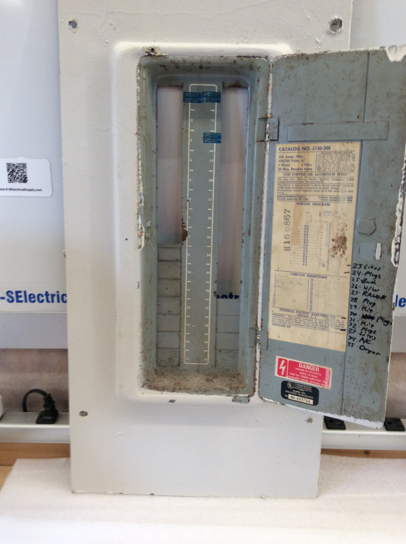 FPE L130-200 200 Amp 120/240v 1 Phase 3 Wire 30 Space Panel Cover 30 2/16"x 14.25"