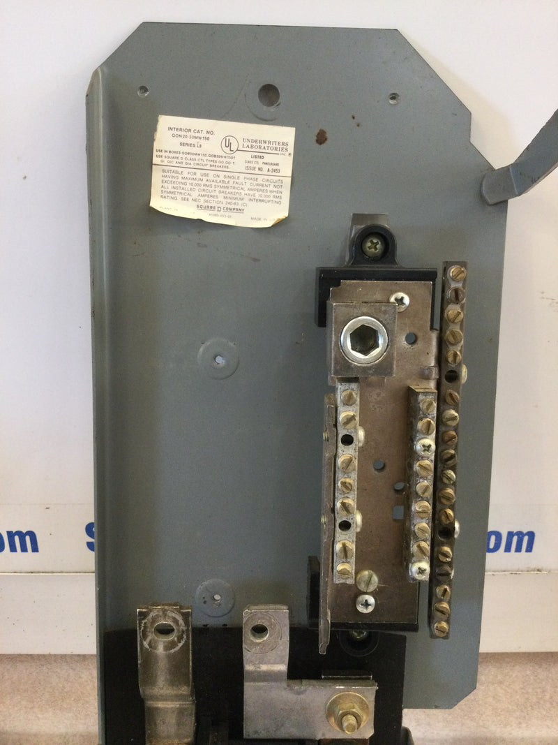 Square D QON20-30MW150 20 Circuit 150 Amp 120/240 VAC Main Breaker Type QO Guts Only 6" X 21.5"
