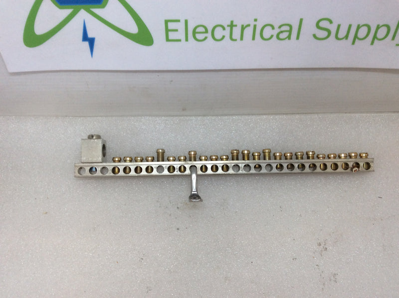 Generic 27 Position Ilsco NB22 4-14 AWG Grounding Bar w/Bonding Wire