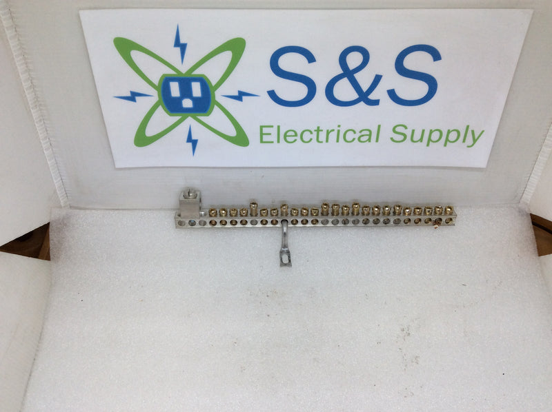 Generic 27 Position Ilsco NB22 4-14 AWG Grounding Bar w/Bonding Wire