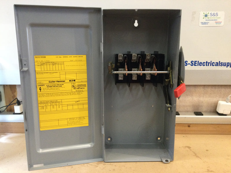 Eaton Dg323ugb Safety Switch Type 1 100a 240v 3p Non-Fused 100 Amp