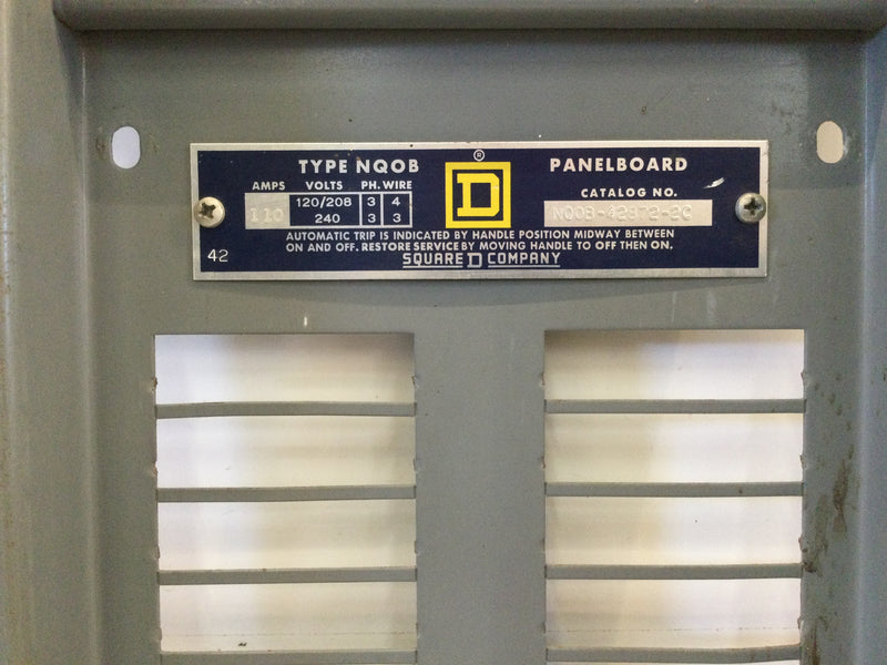 Square D NQOD-42872-2C; 110 Amp, 120/208V, 3 Phase, 4 Wire, 15/30 Spaces Panelboard