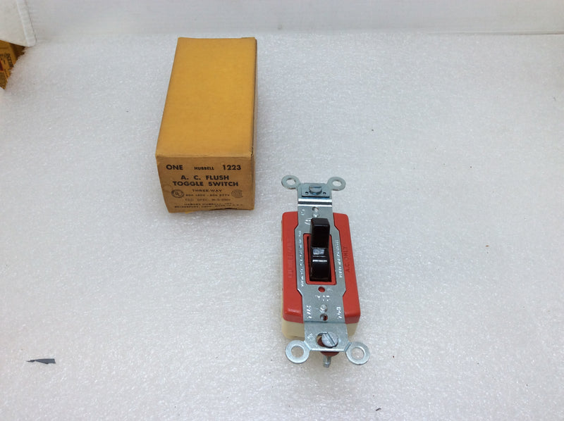 Hubbell, A.C. Brown Flush Toggle Switch 3-Way, 20A 120V - 20A 277V Fed Spec W-S 896e