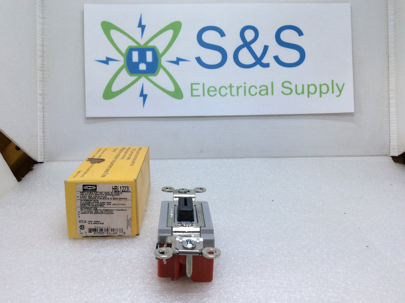 Hubbell HBL1223L Lock Keyed Switch Series 1200 3-Way 20a 120-277v Spec. Grade for Back and Side Wiring, Replaces Cat. No. 1223L & 1223LG Fed. Spec. W-S-896/208E