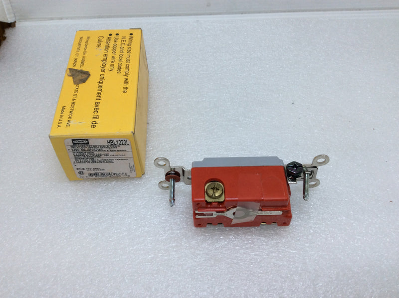 Hubbell HBL1223L Lock Keyed Switch Series 1200 3-Way 20a 120-277v Spec. Grade for Back and Side Wiring, Replaces Cat. No. 1223L & 1223LG Fed. Spec. W-S-896/208E