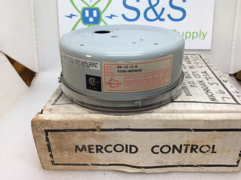 Mercoid DA-31-804-6 Series DA Bourdon Tube Pressure Switch Mercury Switch Tilt Type (New Open Box)