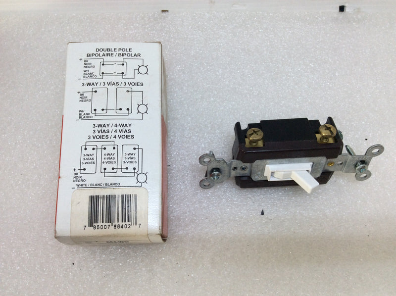Pass & Seymour 664-WG 4-Way Toggle Switch 15A 120/277VAC W/Ground Side Wire Only