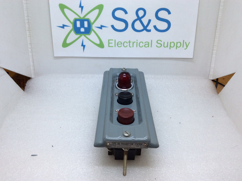 Westinghouse Type HD Push Button Station Style 32A7919G37 600V With Lamp Circuit 440V