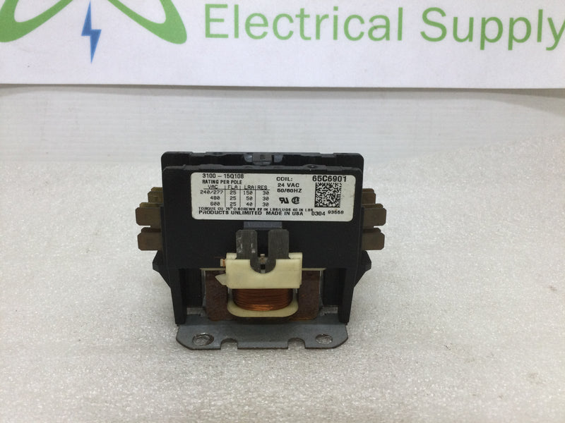 Products Unlimited 3100-15Q108 25 Amp 24 Vac Coil 65C6901 Replacement Contactor