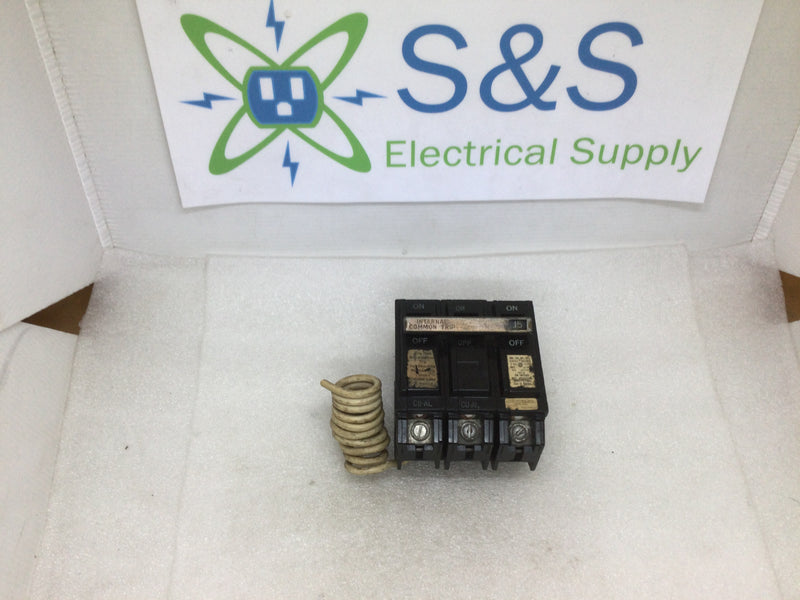 GE General Electric THQL31WY15 2 Pole 15 Amp 120v Type THQL Circuit Breaker with High Leg