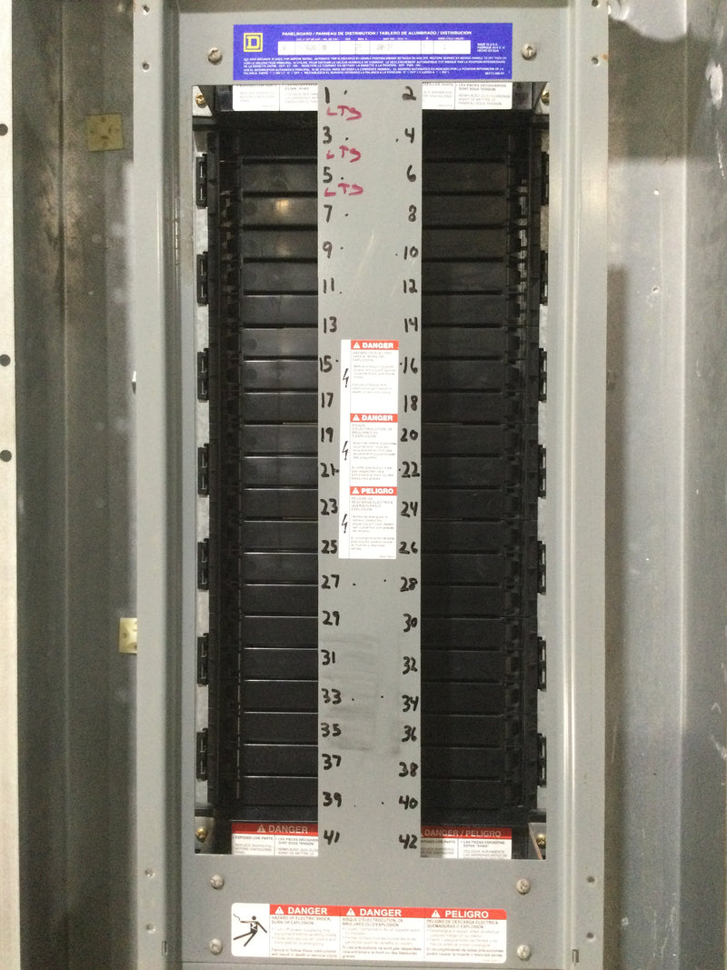 Square D NF Type Panel Board, 3Ph/4 Wire, 480Y/277V, 42 Circuit, 225A, Main Breaker, Type 1 Box NC56S, Cat